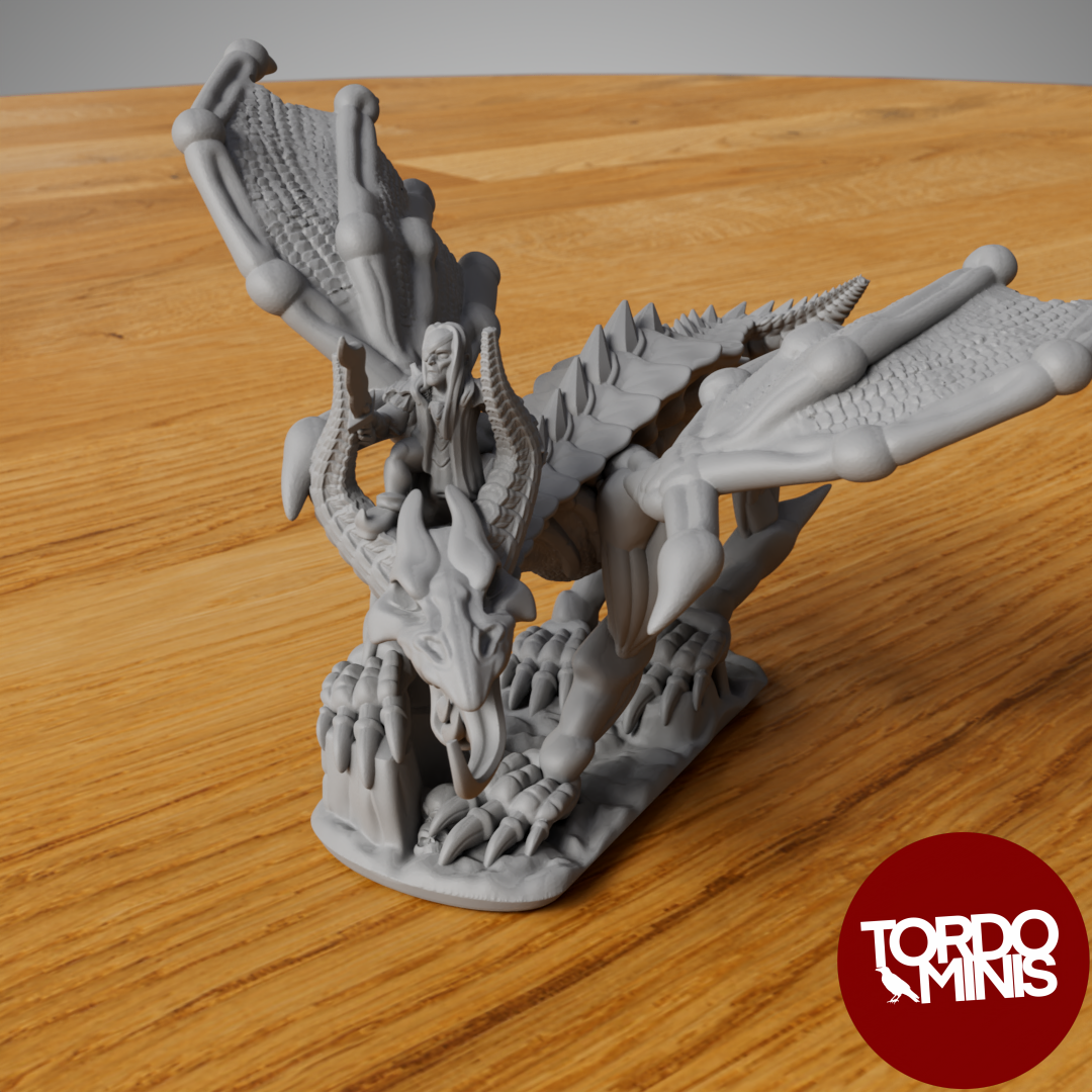 Blood and rum: Corpse Dragon with vampire rider (10mm Scale)